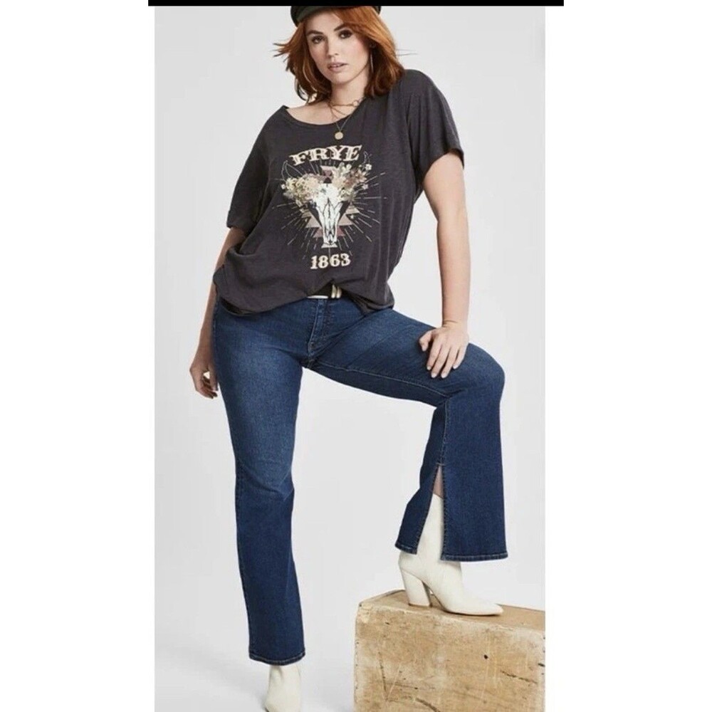 Frye Mid-Rise Split Hem Flare Denim Blue Jean women's plus size 22W NWT
